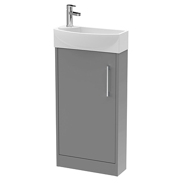 Arezzo Matt Grey 450mm 1TH Floor Standing Cloakroom Vanity Unit Profile Large Image