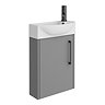 Arezzo Matt Grey 450mm 1TH Wall Hung Cloakroom Vanity Unit with Matt Black Handle  Standard Large Image