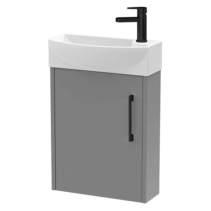 Arezzo Matt Grey 450mm 1TH LH Wall Hung Cloakroom Vanity Unit Large Image