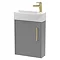 Arezzo Matt Grey 450mm 1TH Wall Hung Cloakroom Vanity Unit with Brushed Brass Handle Large Image
