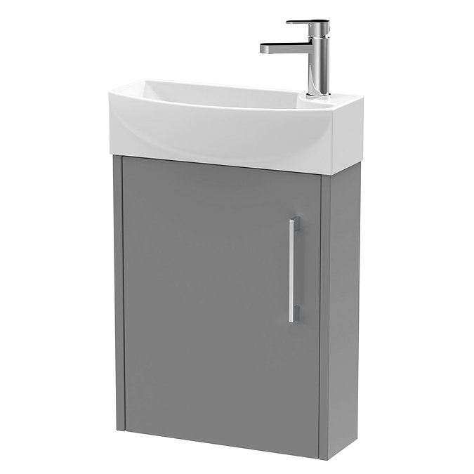 Arezzo Matt Grey 450mm 1TH Wall Hung Cloakroom Vanity Unit Large Image