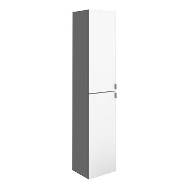 Arezzo Matt Grey Mirrored Wall Hung Tall Storage Cabinet with Chrome Handles  Profile Large Image