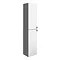 Arezzo Matt Grey Mirrored Wall Hung Tall Storage Cabinet with Matt Black Handles Large Image