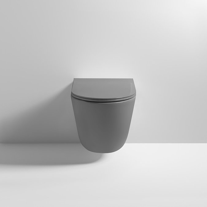 Arezzo Matt Grey Rimless Wall Hung Toilet incl. Soft Close Seat  Feature Large Image