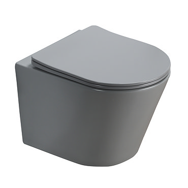 Arezzo Matt Grey Rimless Wall Hung Toilet incl. Soft Close Seat  Profile Large Image