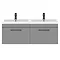 Arezzo Matt Grey Wall Hung Double Basin Vanity Unit (1205mm w. Matt Black Handles)  Feature Large Im