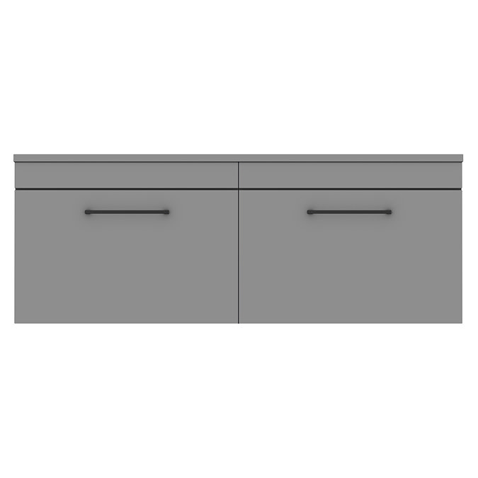 Arezzo Matt Grey Wall Hung Double Countertop Vanity Unit (1200mm w. Matt Black Handles)  Standard Large Image