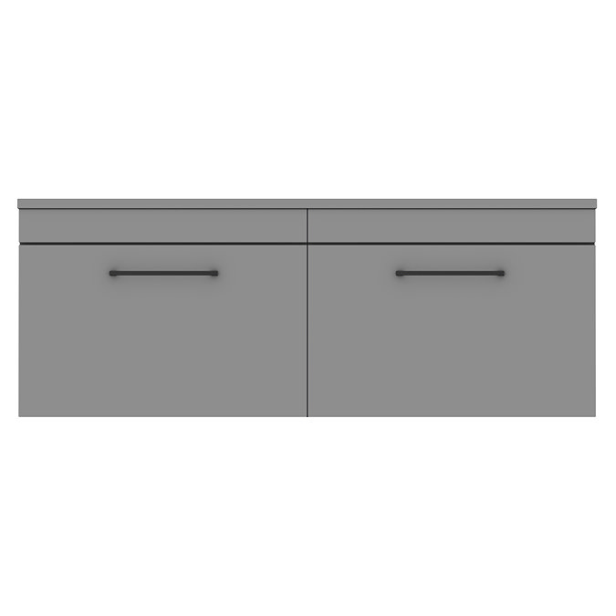 Arezzo Matt Grey Wall Hung Double Countertop Vanity Unit incl. 2 Basins (1200mm w. Matt Black Handle