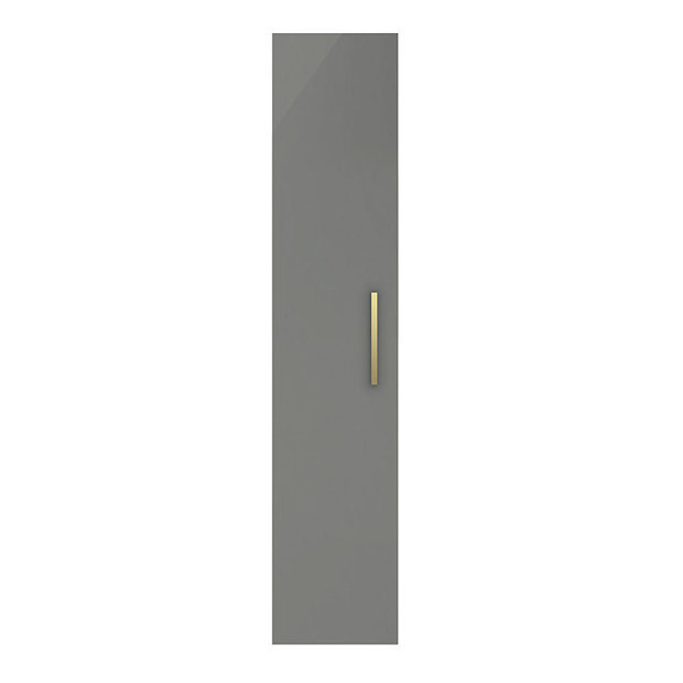 Arezzo Matt Grey Wall Hung Tall Storage Cabinet with Brushed Brass Handle  Profile Large Image