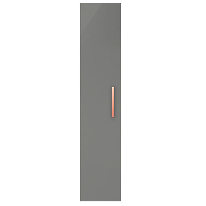 Arezzo Matt Grey Wall Hung Tall Storage Cabinet with Rose Gold Handle Profile Large Image
