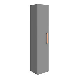 Arezzo Matt Grey Wall Hung Tall Storage Cabinet with Rose Gold Handle Large Image