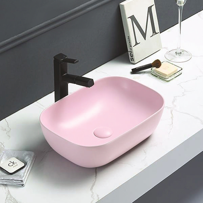 Arezzo Matt Pink Ceramic Unslotted Click Clack Basin Waste  Profile Large Image