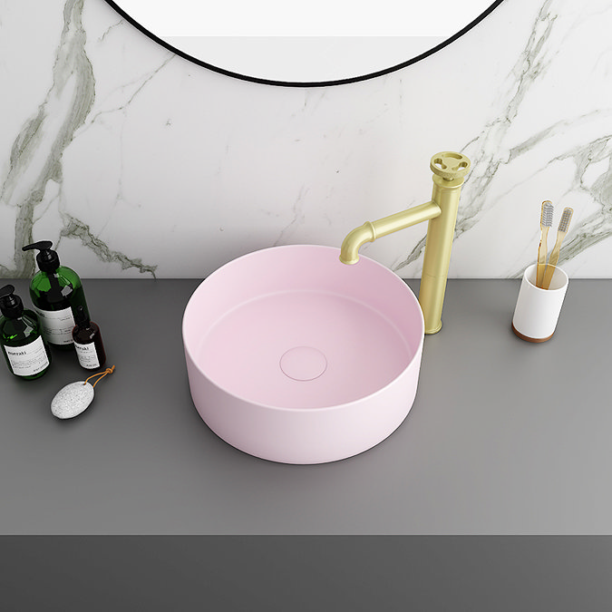 Arezzo Matt Pink Ceramic Unslotted Click Clack Basin Waste  Feature Large Image