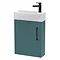 Arezzo Matt Teal Green 450mm 1TH Wall Hung Cloakroom Vanity Unit with Matt Black Handle  Large Image