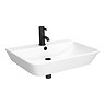 Arezzo Matt White Complete Wall Hung Toilet & 600mm Basin Set – Matt Black Flush