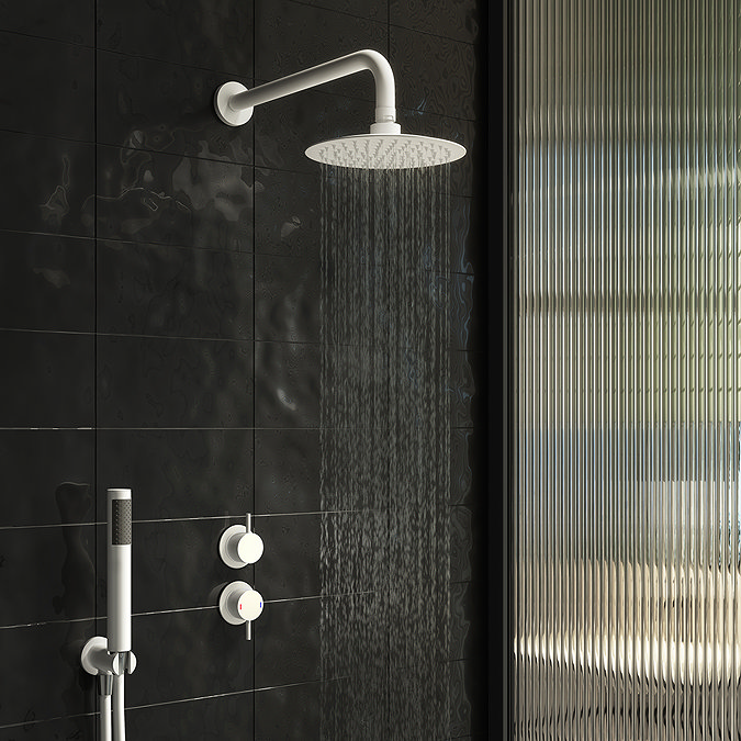 Arezzo Matt White Concealed Individual Diverter + Thermostatic Control Shower Valve  Feature Large I