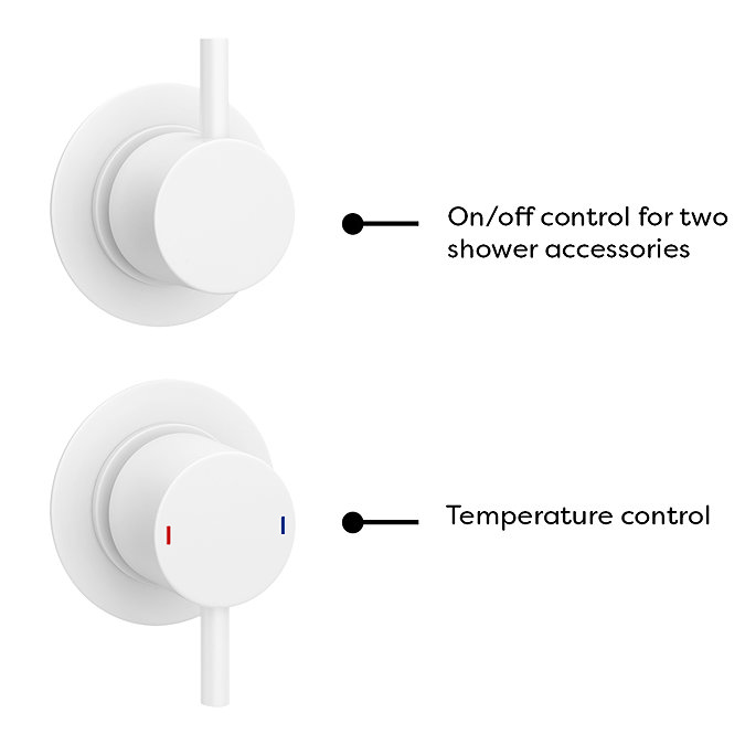 Arezzo Matt White Concealed Individual Diverter + Thermostatic Control Shower Valve  Standard Large Image
