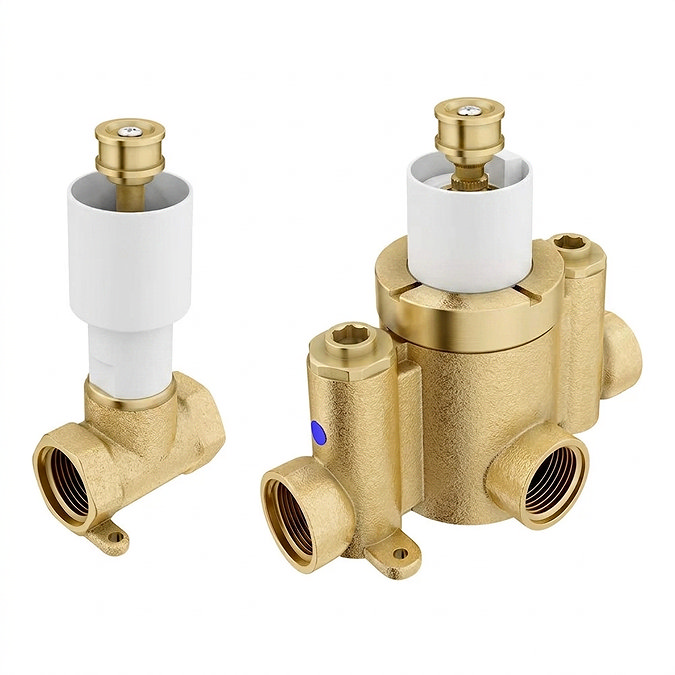 Arezzo Matt White Concealed Individual Stop Tap + Thermostatic Control Shower Valve