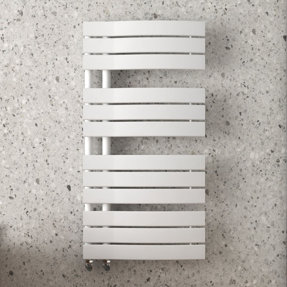 Arezzo Matt White Designer Heated Towel Rail 1080 x 550mm Profile Large Image