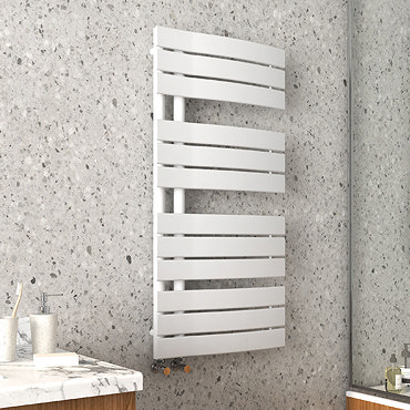 Arezzo Matt White Designer Heated Towel Rail 1080 x 550mm  Profile Large Image