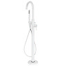 Arezzo Matt White Freestanding Bath Tap with Shower Mixer Large Image
