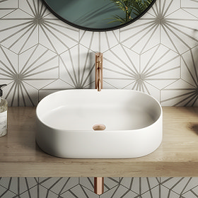 Arezzo Matt White Oval Ceramic Counter Top Basin (600 x 380mm) Large Image