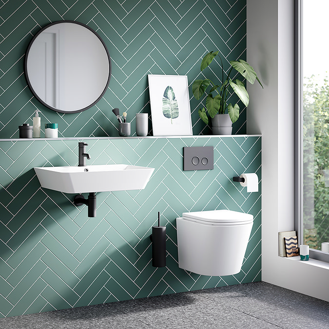 Arezzo Matt White Rimless Wall Hung Toilet with Soft Close Seat
