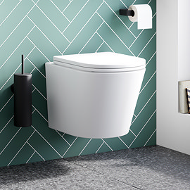 Arezzo Matt White Rimless Wall Hung Toilet with Soft Close Seat
