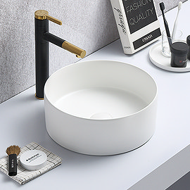 Arezzo Matt White Round Countertop Basin - 300mm Diameter