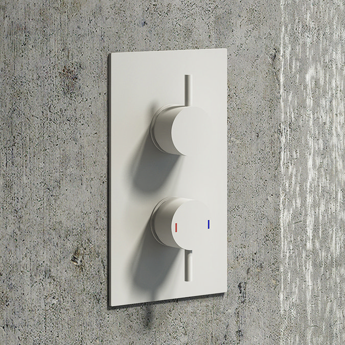 Arezzo Matt White Round Modern Twin Concealed Shower Valve Standard Large Image
