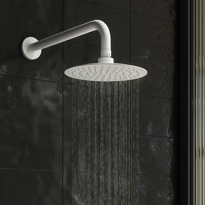 Arezzo Matt White Round Shower Package with Concealed Valve + Head  Standard Large Image