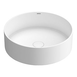 Arezzo Matt White Round Stone Resin Countertop Basin (380mm Diameter)