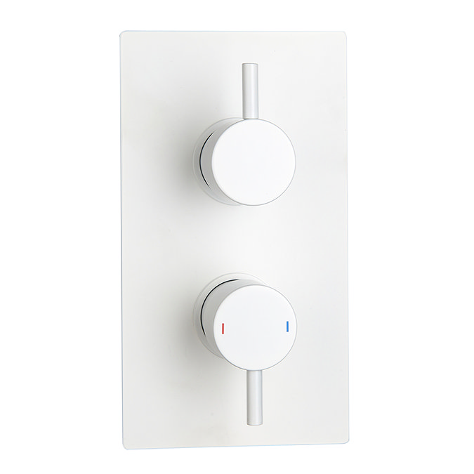 Arezzo Matt White Round Thermostatic Shower Pack with Head + Handset  Profile Large Image
