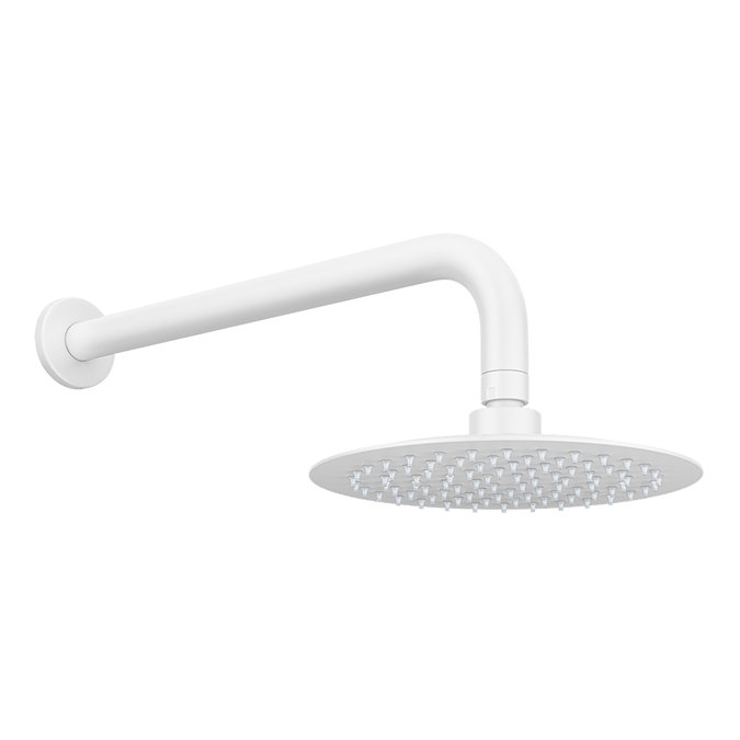 Arezzo Matt White Round Thermostatic Shower Pack with Head + Handset  In Bathroom Large Image