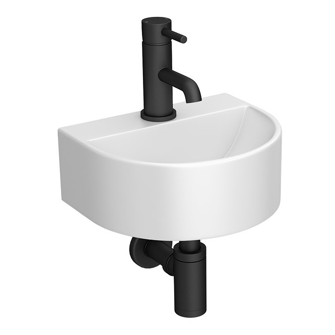 Arezzo Matt White Round Wall Hung Cloakroom Basin 1TH (303 x 255mm)