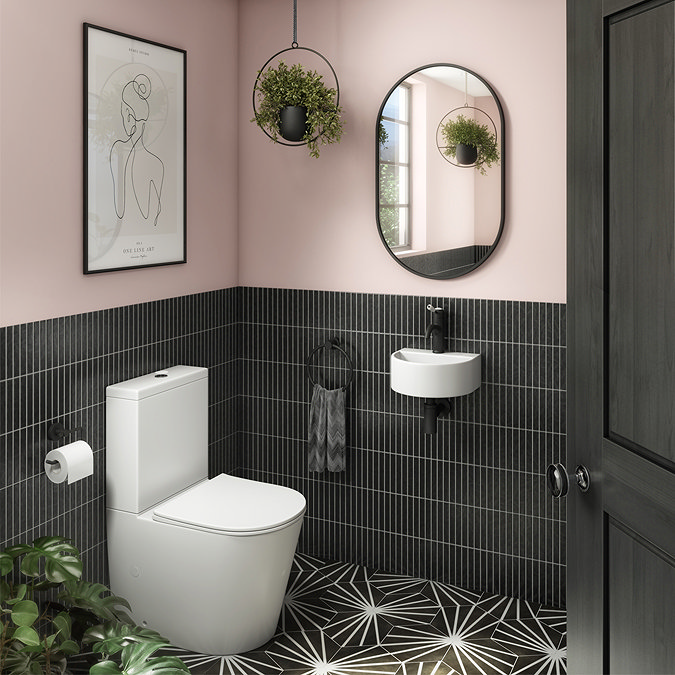 Arezzo Matt White Round Wall Hung Cloakroom Basin 1TH (303 x 255mm)  Feature Large Image