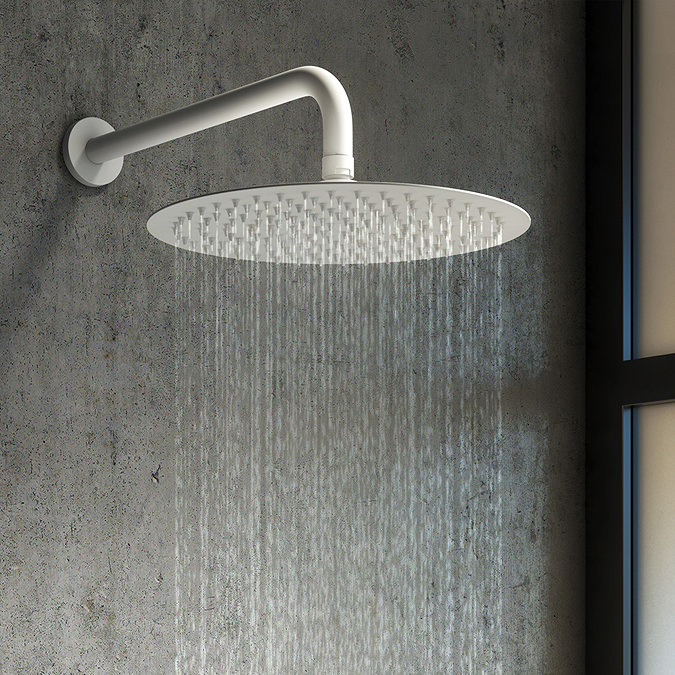Arezzo Matt White Shower Set (Fixed Round Shower Head + Bath Spout)  Feature Large Image