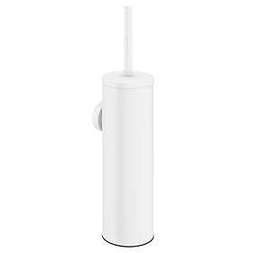 Arezzo Matt White Wall Mounted Toilet Brush + Holder Large Image