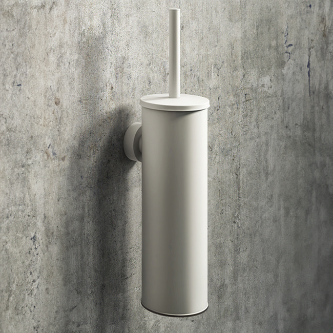 Arezzo Matt White Wall Mounted Toilet Brush + Holder
