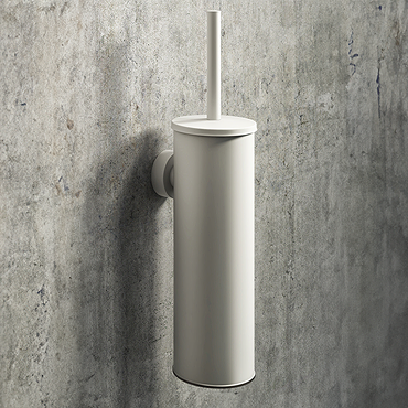 Arezzo Matt White Wall Mounted Toilet Brush + Holder