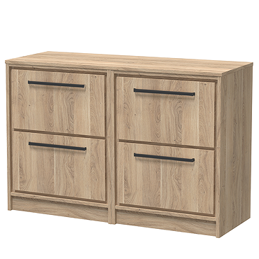 Arezzo Moda 1205mm Rustic Oak Wall Hung 4 Drawer Countertop Vanity Unit with Brushed Brass Handles