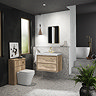 Arezzo Moda 800mm Rustic Oak Wall Hung 2 Drawer Vanity Unit with Brushed Brass Handles