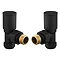 Arezzo Modern Angled Radiator Valves inc. 180mm Stand Pipes - Matt Black  Profile Large Image