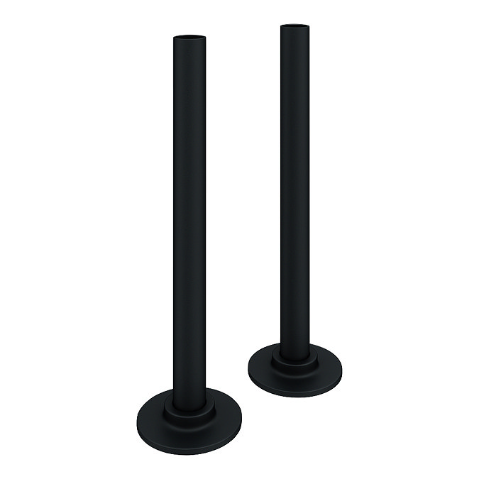 Arezzo Modern Angled Radiator Valves inc. 180mm Stand Pipes - Matt Black  Feature Large Image