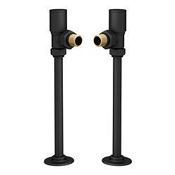 Arezzo Modern Angled Radiator Valves inc. 180mm Stand Pipes - Matt Black Large Image