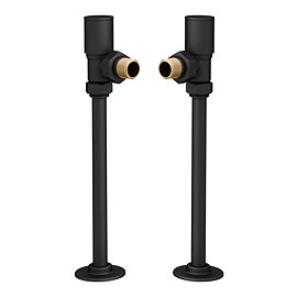 Arezzo Modern Angled Radiator Valves inc. 180mm Stand Pipes - Matt Black Large Image