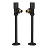 Arezzo Modern Angled Radiator Valves inc. 180mm Stand Pipes - Matt Black Large Image