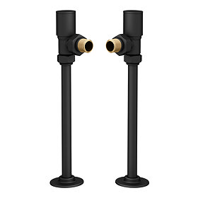 Arezzo Modern Angled Radiator Valves inc. 180mm Stand Pipes - Matt Black Large Image