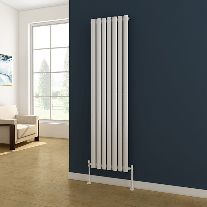 Arezzo Modern Angled Radiator Valves incl. 180mm Stand Pipes - White  Profile Large Image