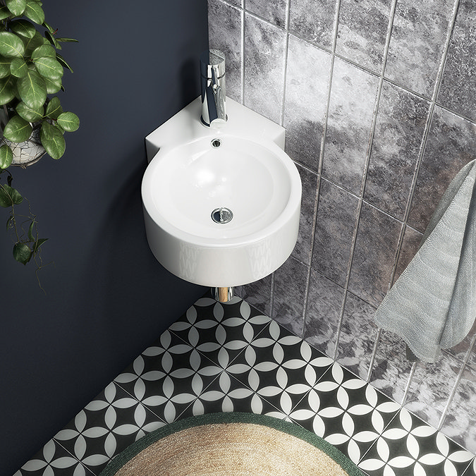 Arezzo Modern Cloakroom Suite (Toilet + Corner Basin)  Profile Large Image